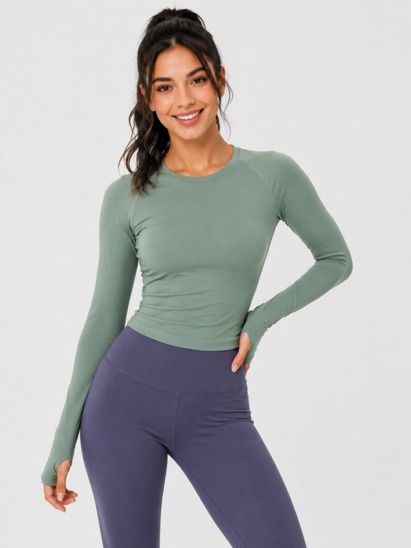 InnerRise ZenFlex Women’s Full Sleeve Yoga T-Shirt – Sage Green Edition