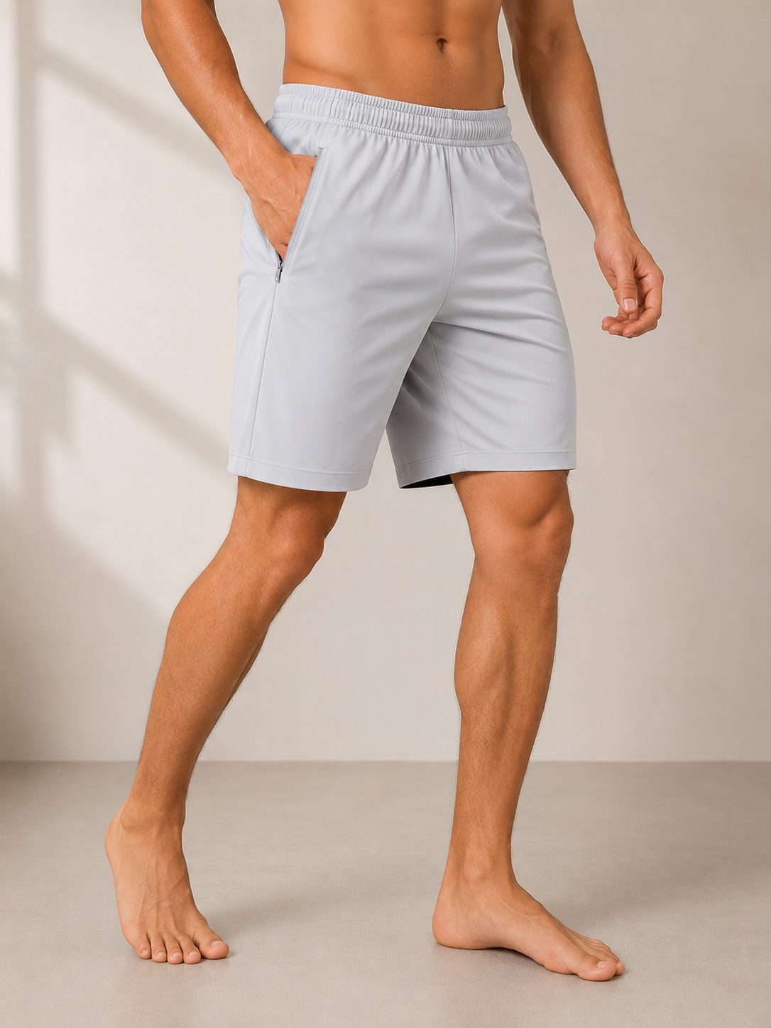 InnerRise CalmMotion Men’s Yoga Shorts – Silver Grey Edition InnerRise CalmMotion Men’s Yoga Shorts – Silver Grey Edition