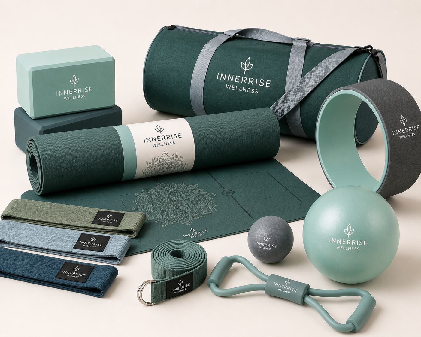InnerRise Wellness Premium Yoga Essentials Kit – Green Edition InnerRise Wellness Premium Yoga Essentials Kit – Green Edition